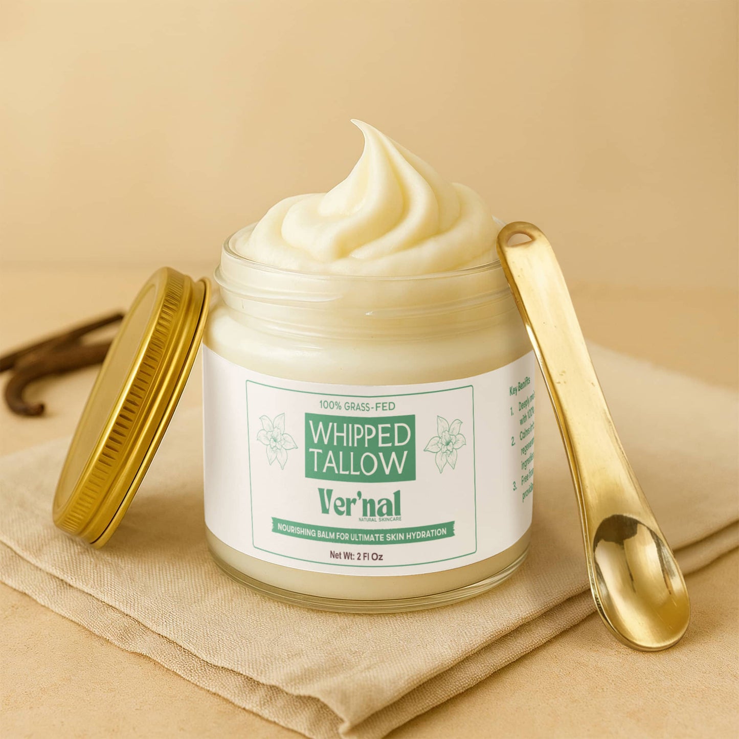 Whipped Grass-Fed Tallow Balm with Vanilla Bean